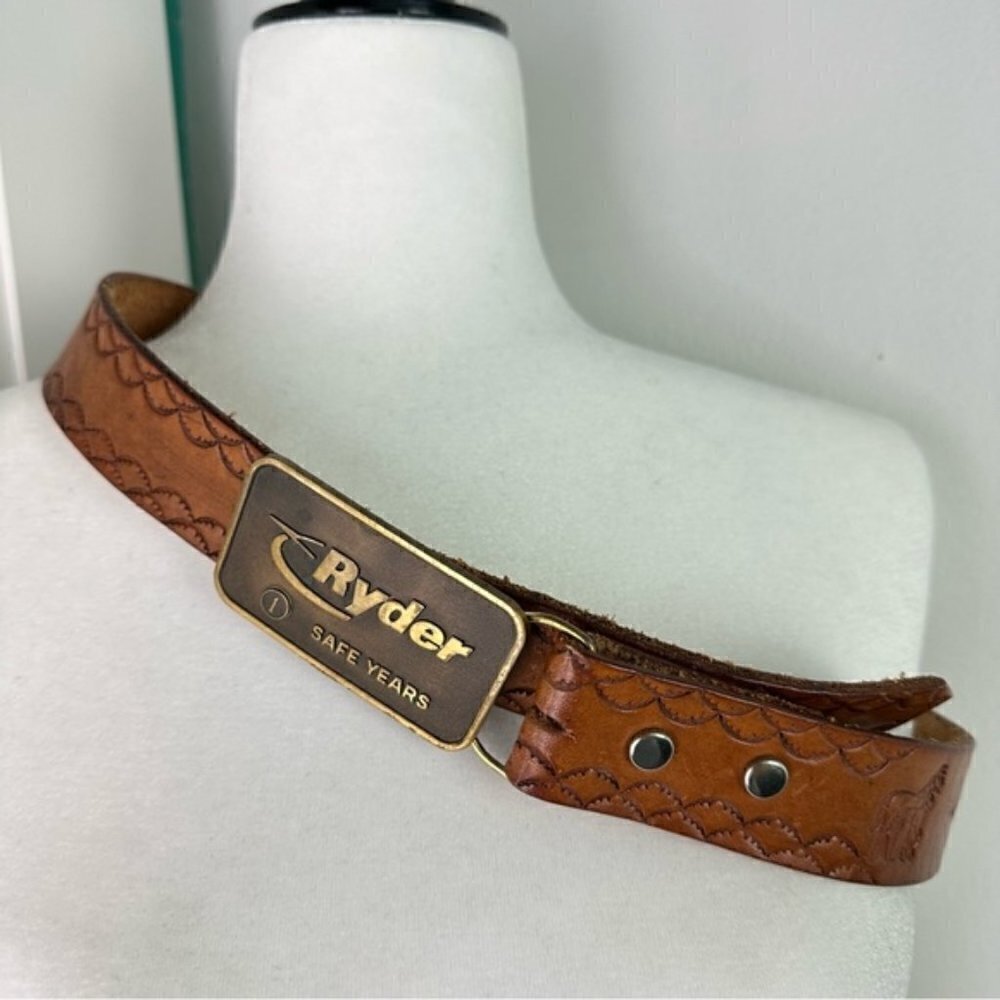 Ryder Brown Leather Stamped Belt